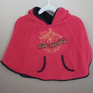 Red Hooded Poncho with Black Trim